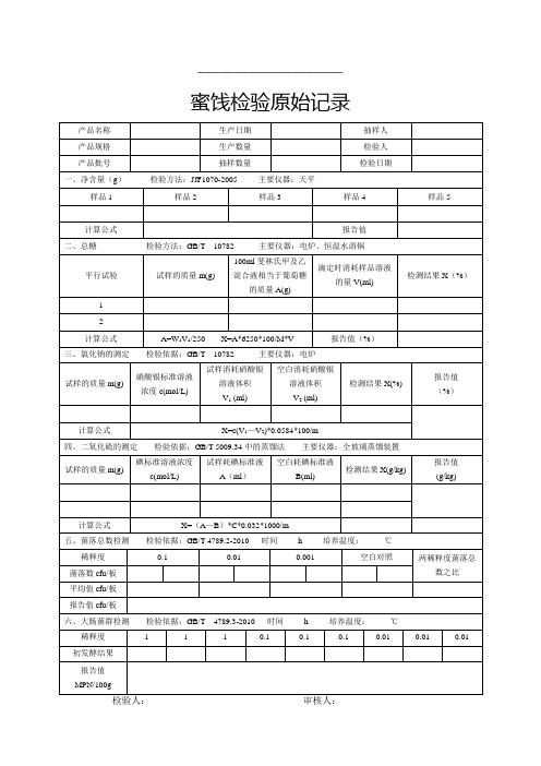 蜜饯检验原始记录