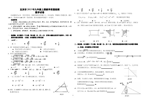 (B4版本)宜宾市2013年九年级上期教学质量检测及答案