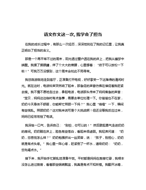 语文作文这一次,我学会了担当