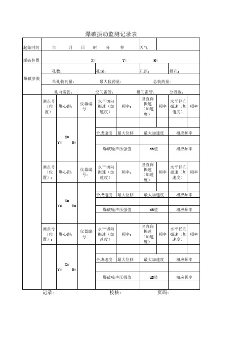 爆破振动监测记录表