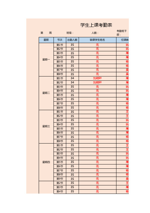 学生上课考勤表