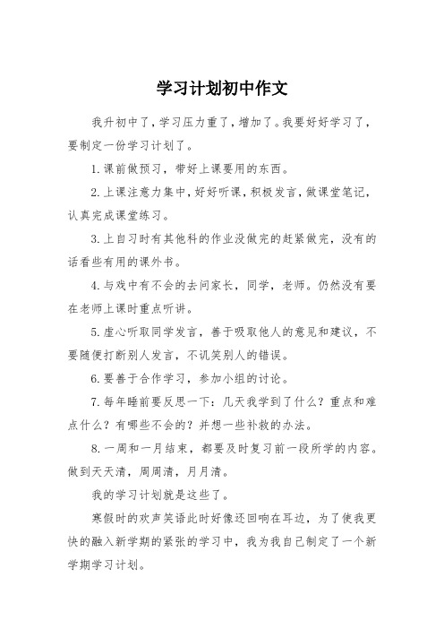 学习计划初中作文