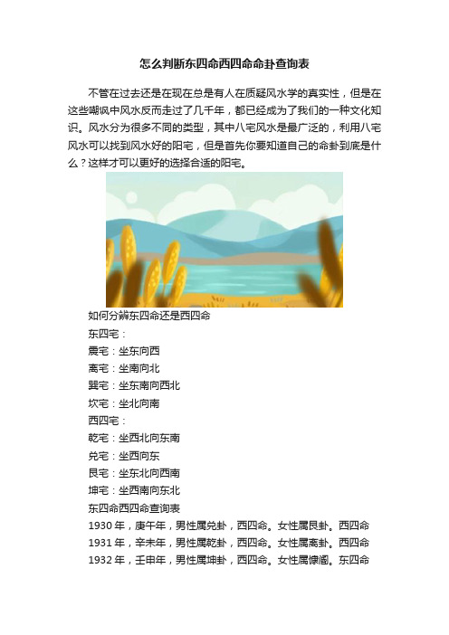 怎么判断东四命西四命命卦查询表