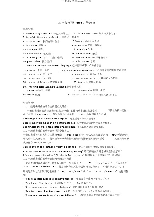 九年级的英语unit6导学案