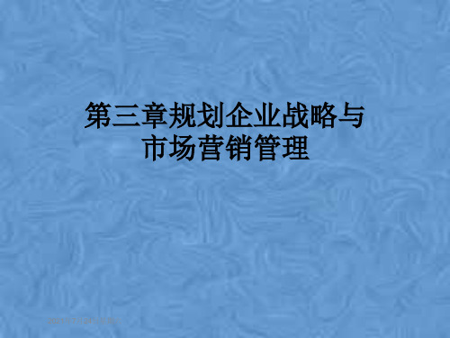 第三章规划企业战略与市场营销管理