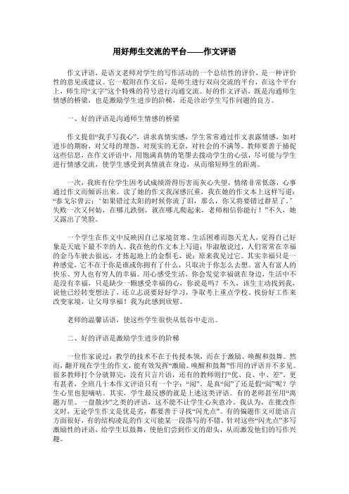 用好师生交流的平台——作文评语