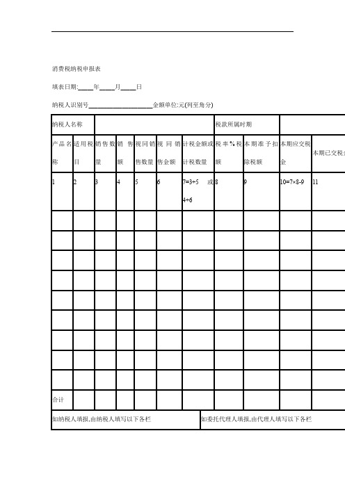 消费税纳税申报表汇总