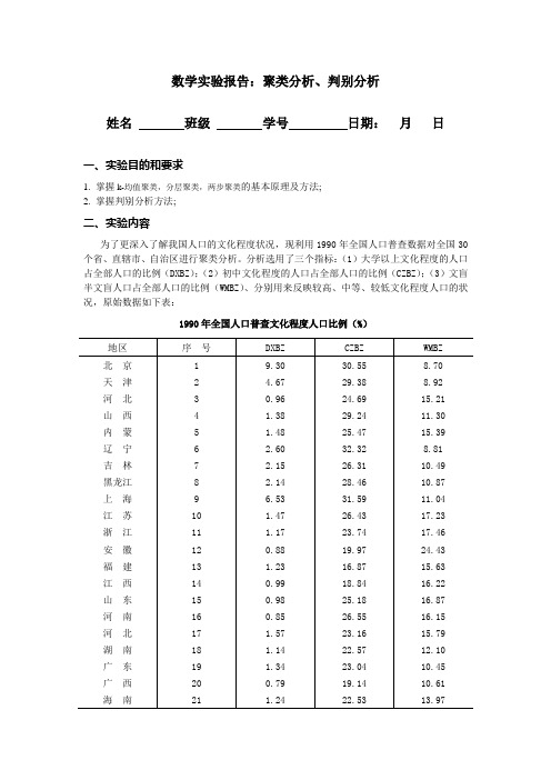 聚类分析判别分析