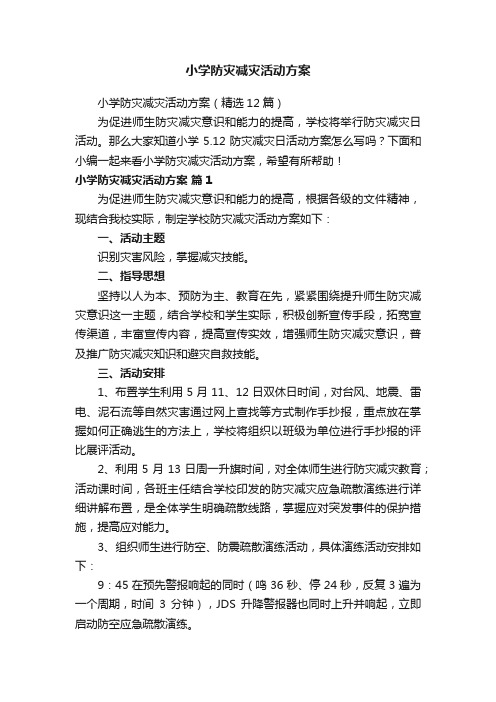 小学防灾减灾活动方案