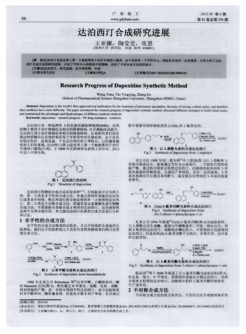 达泊西汀合成研究进展
