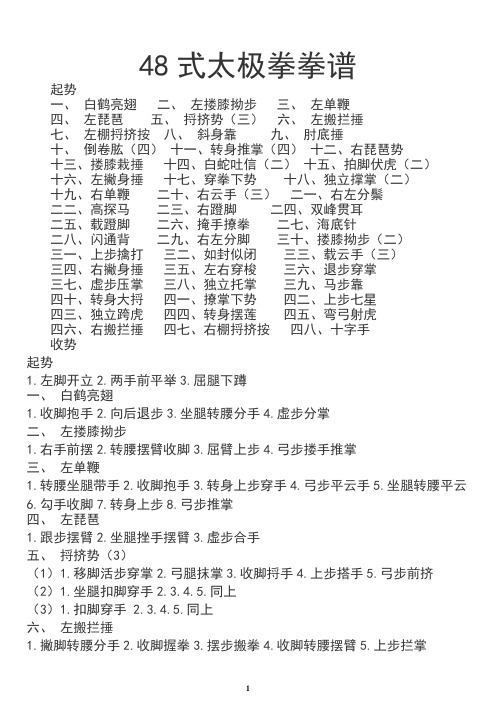 48式太极拳拳谱