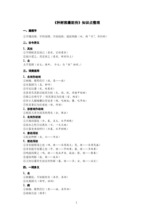 (完整版)《种树郭橐驼传》知识点整理(精)(最新整理)