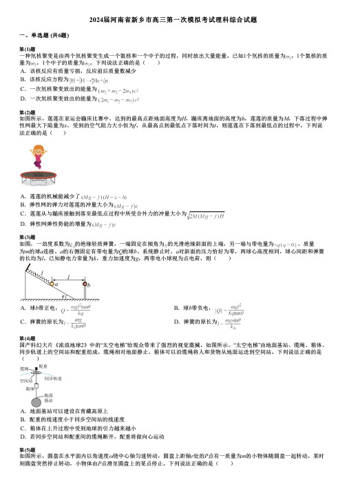 2024届河南省新乡市高三第一次模拟考试理科综合试题