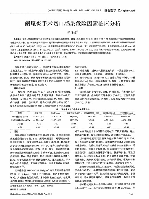 阑尾炎手术切口感染危险因素临床分析