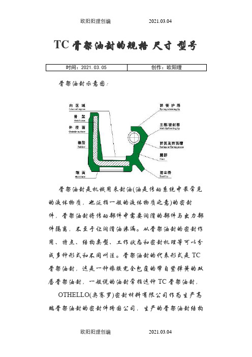 TC骨架油封的规格-尺寸-型号之欧阳理创编