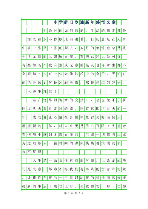 2019年小学6年级辞旧岁迎新年感悟文章