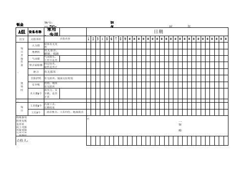 钣金设备点检表