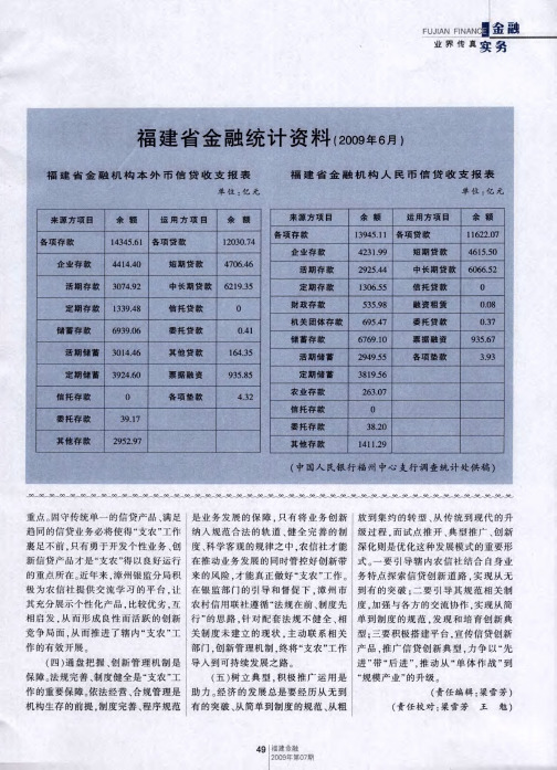 福建省金融统计资料