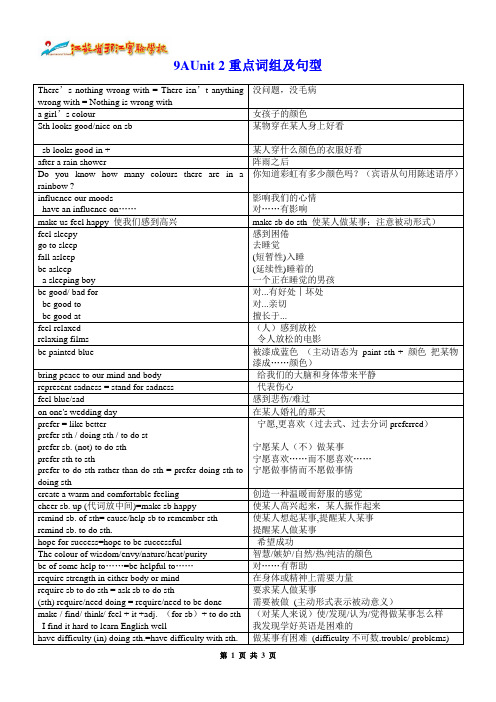 9a unit2词组