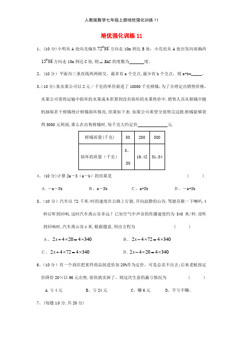 人教版数学七年级上册培优强化训练11