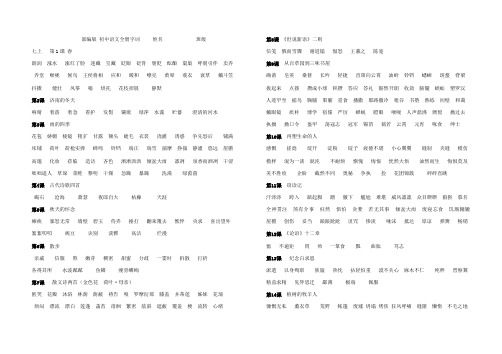 部编版 初中语文全册字词