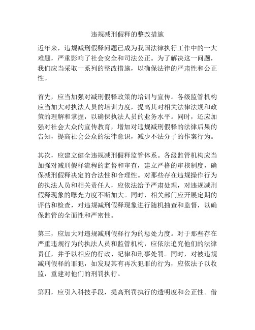 违规减刑假释的整改措施