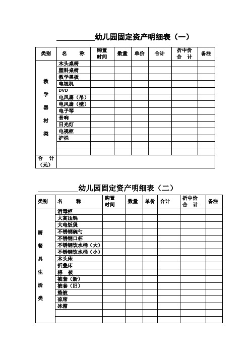 幼儿园固定资产明细表