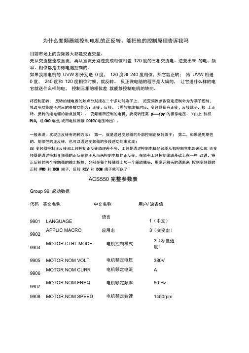 ABB变频器参数及正反转设置