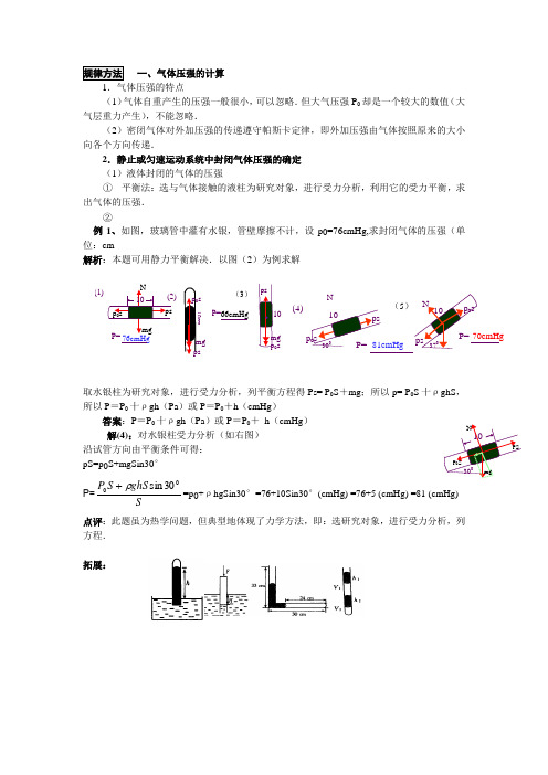 封闭气体压强计算方法总结