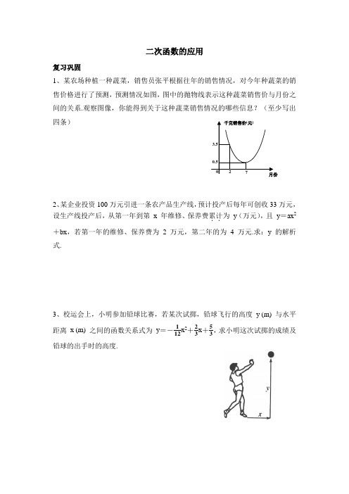 《二次函数的应用》分层练习2