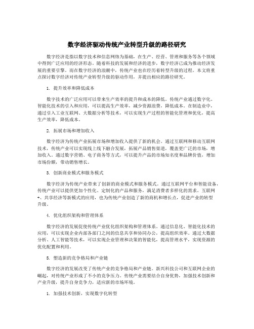 数字经济驱动传统产业转型升级的路径研究