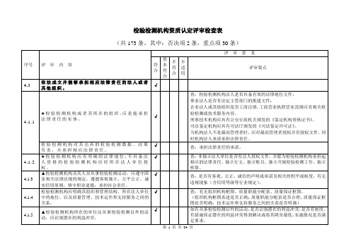 13 检验检测机构资质认定评审检查表及判定原则