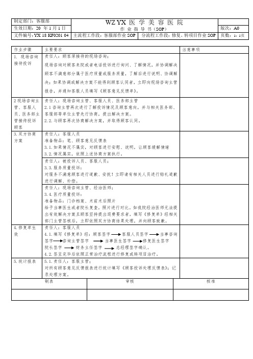 医美整形医院修复转项目操作SOP标准