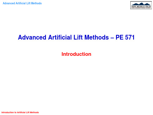 人工举升介绍(英文版) Introduction To Artificial Lift Methods