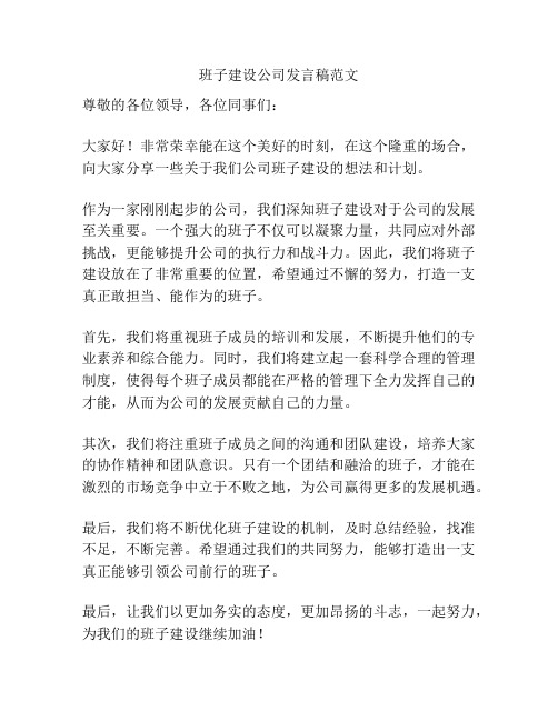 班子建设公司发言稿范文