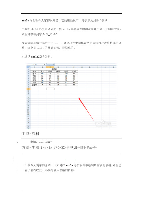 excle办公软件制作表格以及表格格式的调整方法