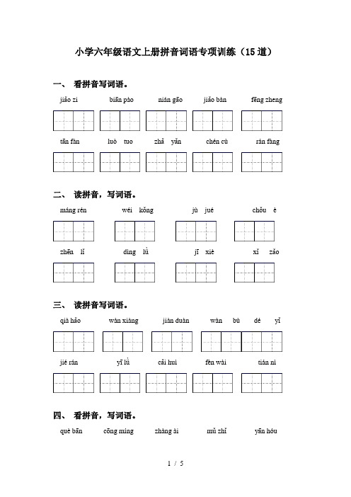 小学六年级语文上册拼音词语专项训练(15道)