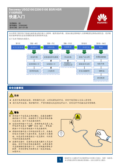 华为Secoway USG2100 2200 5100 BSR HSR 安装快速入门