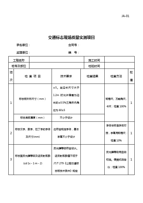 公路工程项目管理表格-交安设施