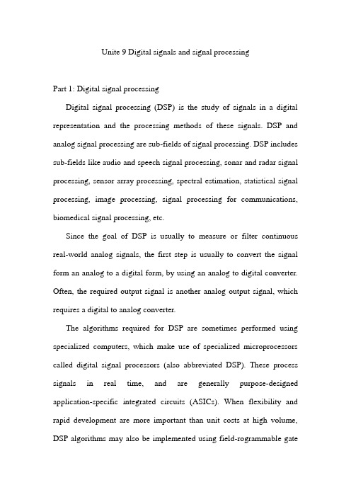 Unit 9 Digital signals and signal processing