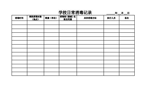 学校日常消毒记录              年   月   日