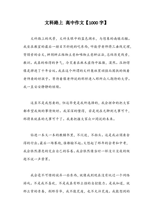 文科路上 高中作文【1000字】