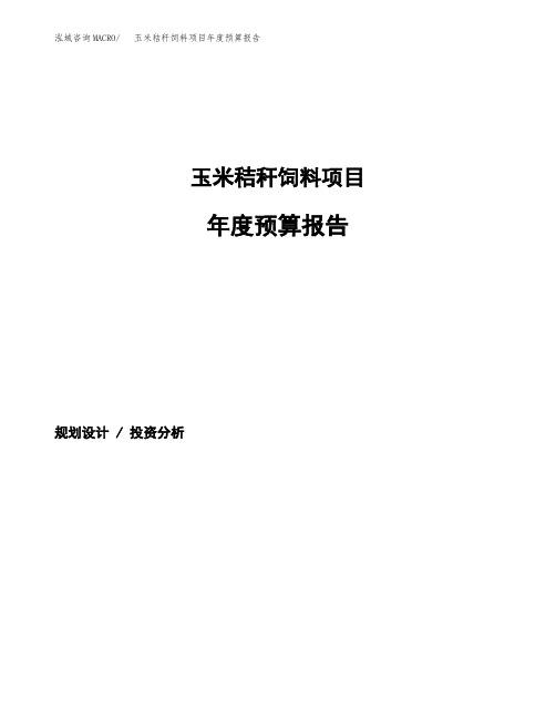 玉米秸秆饲料项目年度预算报告