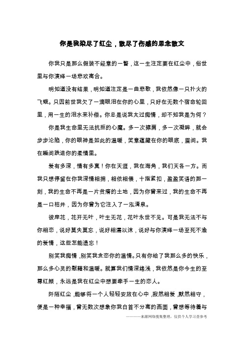 你是我染尽了红尘,散尽了伤感的思念散文