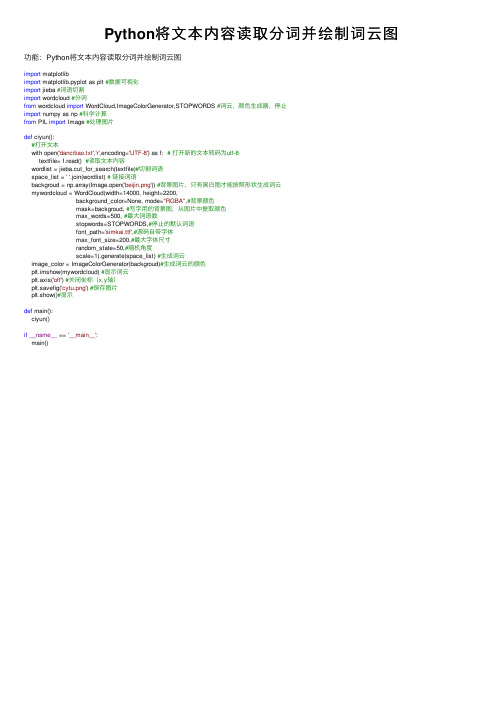 Python将文本内容读取分词并绘制词云图