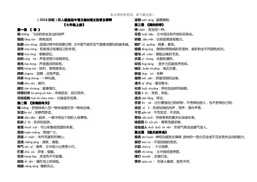 (2019部编)最新人教版初中语文课文词语解释全集