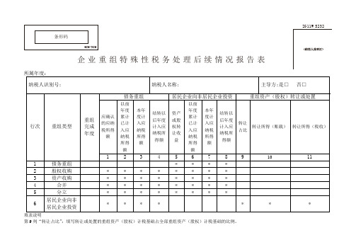 《企业重组特殊性税务处理后续情况报告表》