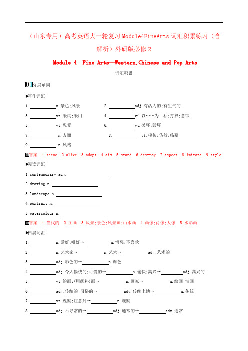 (山东专用)高考英语大一轮复习Module4FineArts词汇积累练习(含解析)外研版必修2