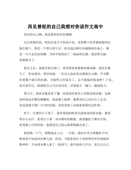 再见曾经的自己我想对你说作文高中