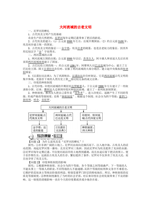 九年级历史上册 第一单元 第2课 大河流域的古老文明同步练习 中图版